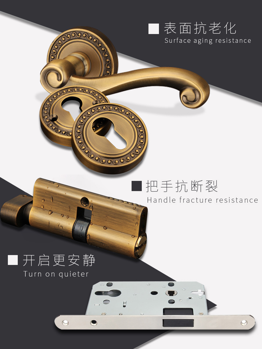 鋅合金分體插芯執(zhí)手鎖部件