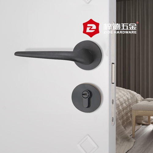 磁吸靜音黑色分體臥室門鎖53516